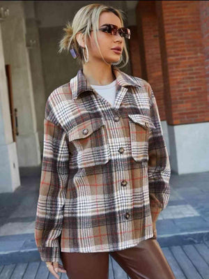 Cool Chic Button Down Plaid Shirt Jacket - MXSTUDIO.COM