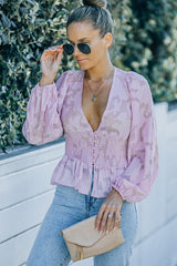 Cool Chic Deep V-Neck Smocked Blouse - MXSTUDIO.COM