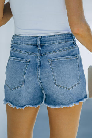 Cool Chic Distressed Raw Hem Denim Shorts - MXSTUDIO.COM