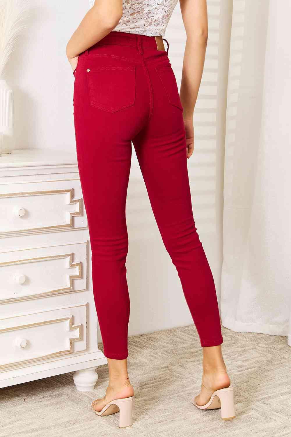 Cool Trailblazer High Waist Plus Size Red Skinny Jeans - MXSTUDIO.COM