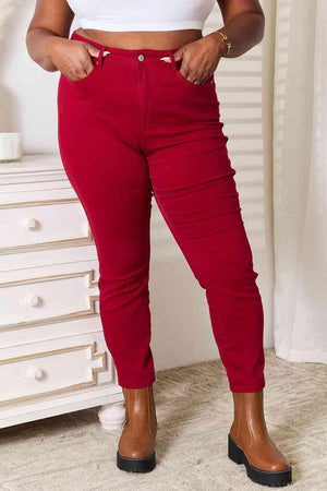 Cool Trailblazer High Waist Plus Size Red Skinny Jeans - MXSTUDIO.COM