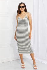 Coolest Ever Striped Sleeveless Midi Dress - MXSTUDIO.COM