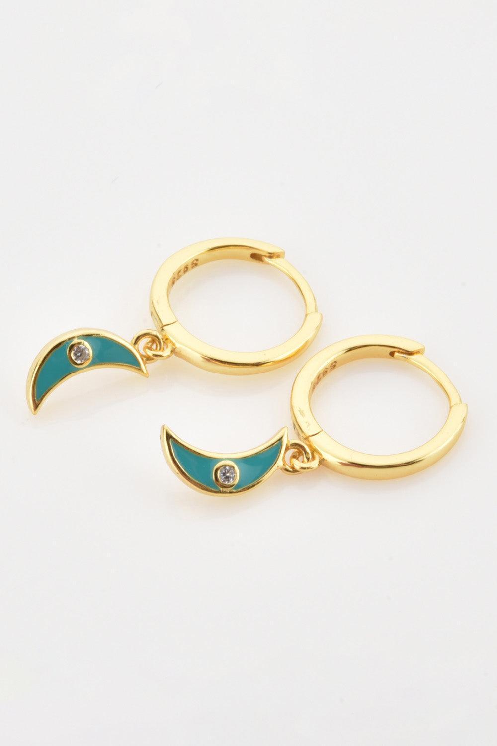 Cordial Gold Plated Zircon Moon Drop Huggie Earrings - MXSTUDIO.COM