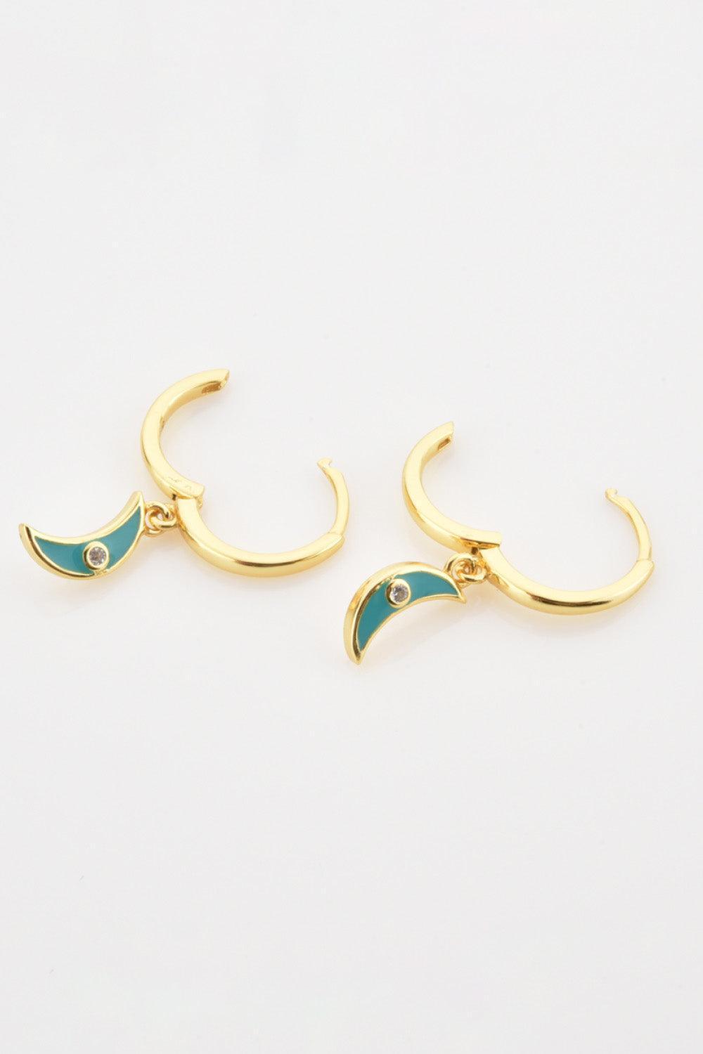 Cordial Gold Plated Zircon Moon Drop Huggie Earrings - MXSTUDIO.COM