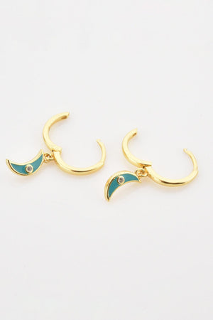 Cordial Gold Plated Zircon Moon Drop Huggie Earrings - MXSTUDIO.COM