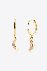 Cordial Gold Plated Zircon Moon Drop Huggie Earrings - MXSTUDIO.COM