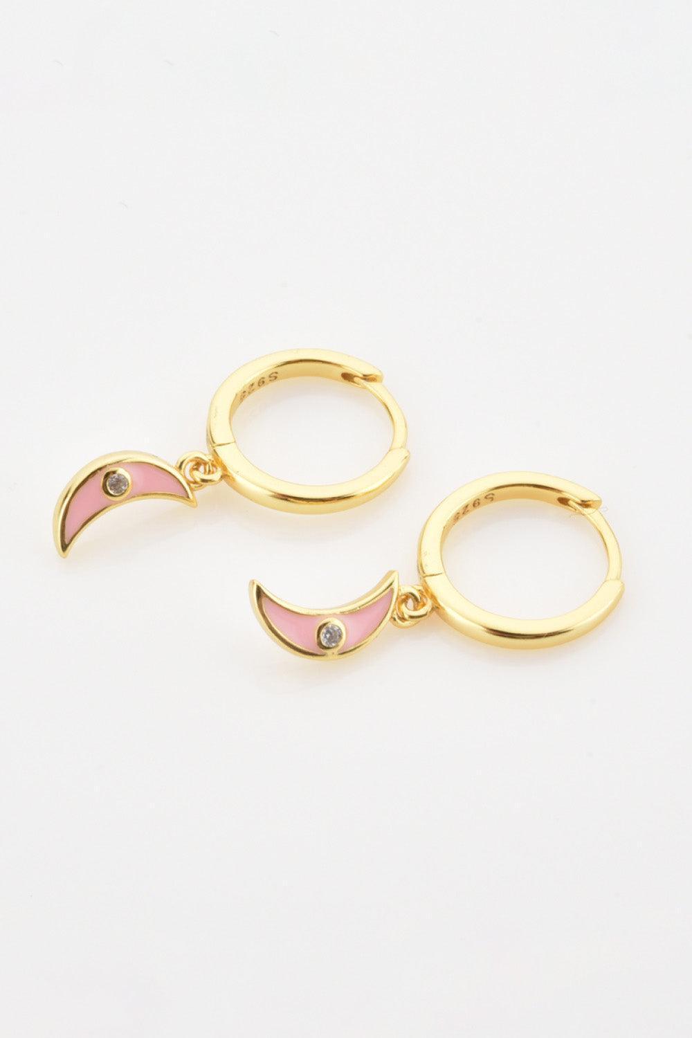 Cordial Gold Plated Zircon Moon Drop Huggie Earrings - MXSTUDIO.COM