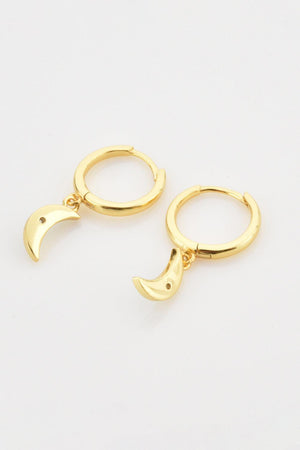 Cordial Gold Plated Zircon Moon Drop Huggie Earrings - MXSTUDIO.COM