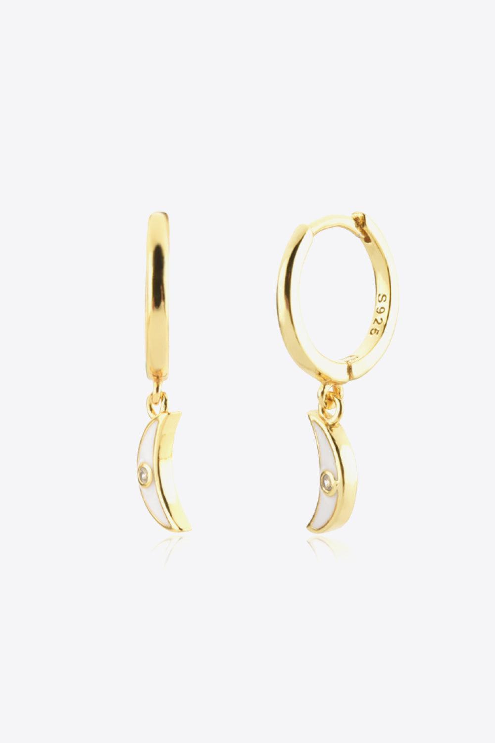 Cordial Gold Plated Zircon Moon Drop Huggie Earrings - MXSTUDIO.COM