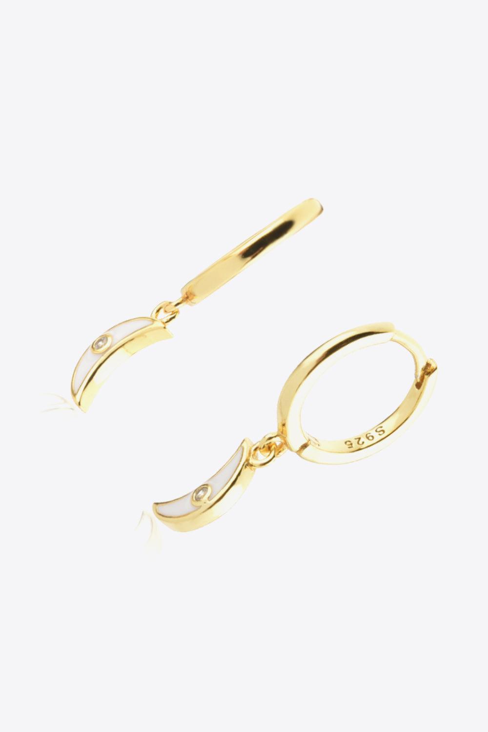 Cordial Gold Plated Zircon Moon Drop Huggie Earrings - MXSTUDIO.COM