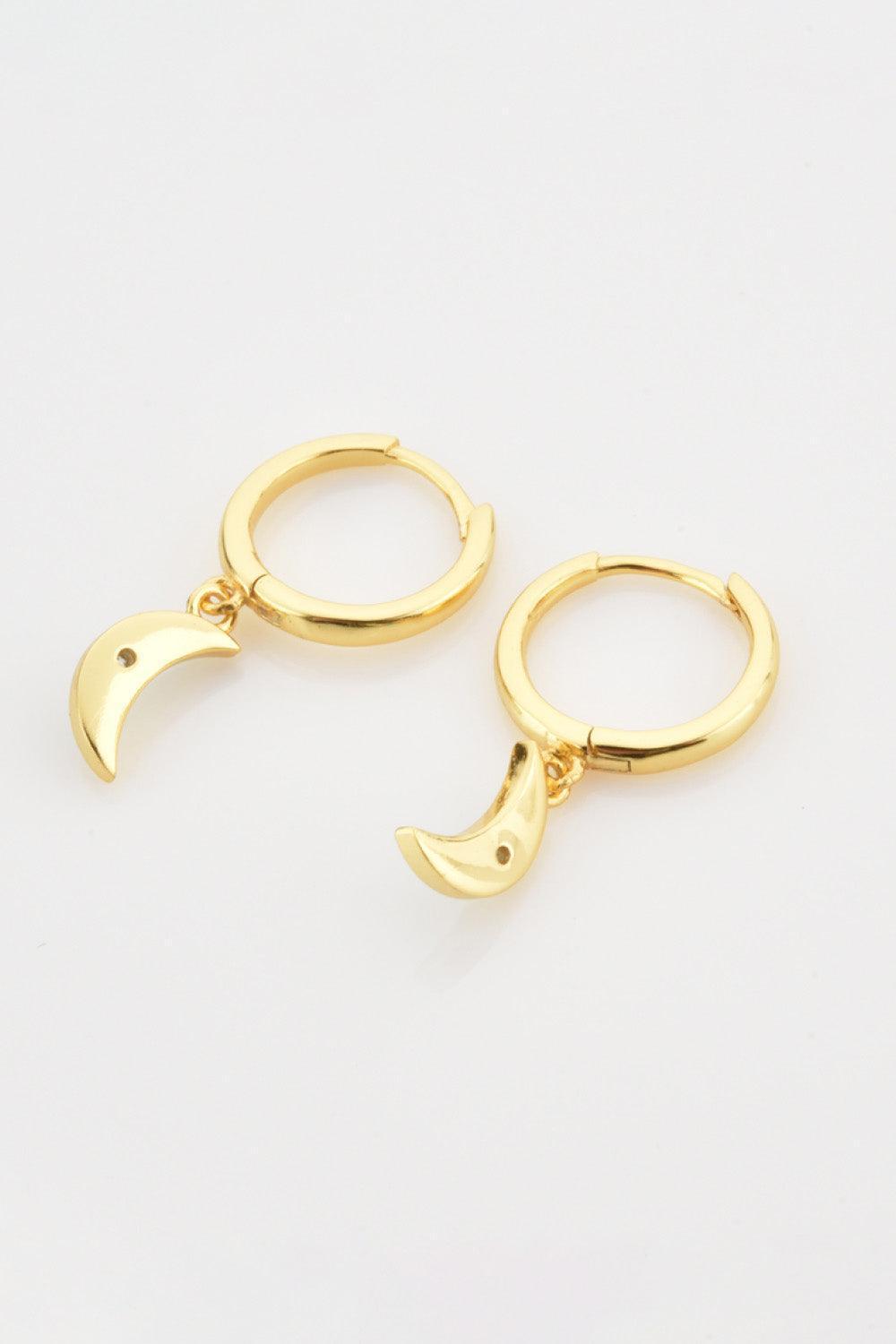 Cordial Gold Plated Zircon Moon Drop Huggie Earrings - MXSTUDIO.COM