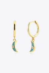 Cordial Gold Plated Zircon Moon Drop Huggie Earrings - MXSTUDIO.COM