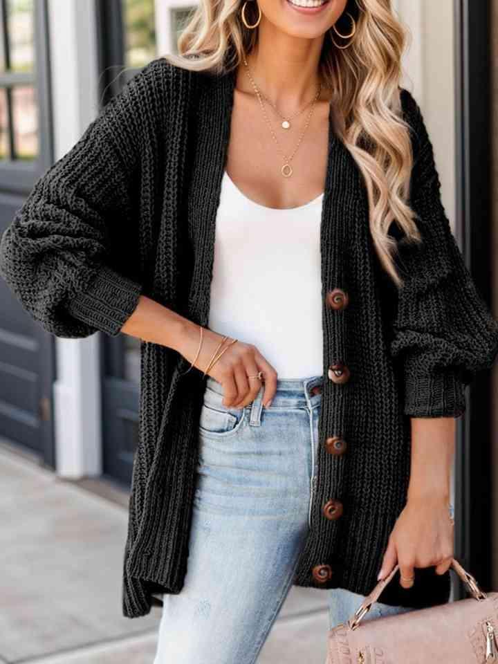 Cozy At Work Knitted Button Front Cardigan-MXSTUDIO.COM