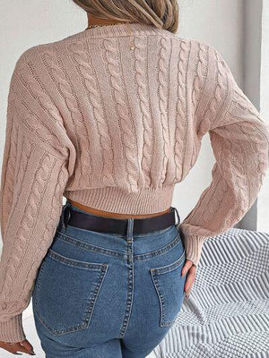 Cozy Attraction Twist Front Crop Sweater-MXSTUDIO.COM