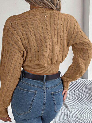 Cozy Attraction Twist Front Crop Sweater-MXSTUDIO.COM