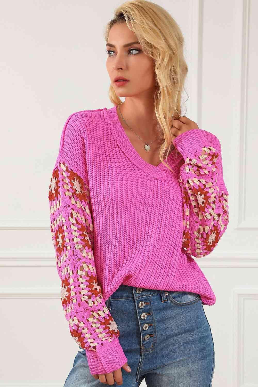 Cozy Barbie Exposed Seam Hot Pink Sweater-MXSTUDIO.COM