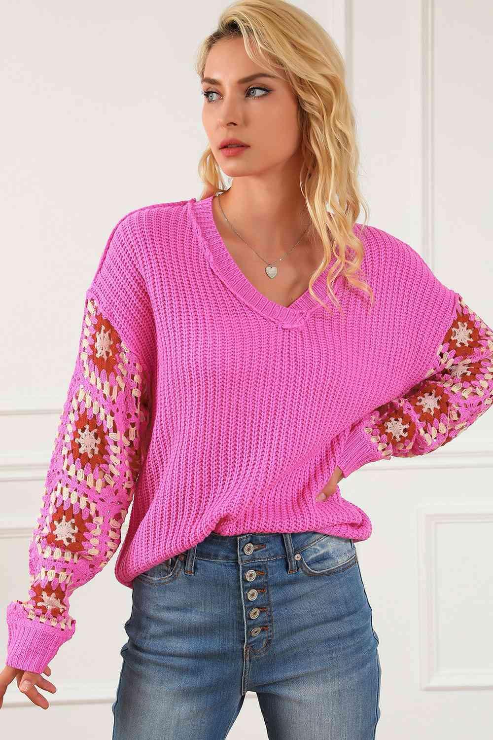 Cozy Barbie Exposed Seam Hot Pink Sweater-MXSTUDIO.COM