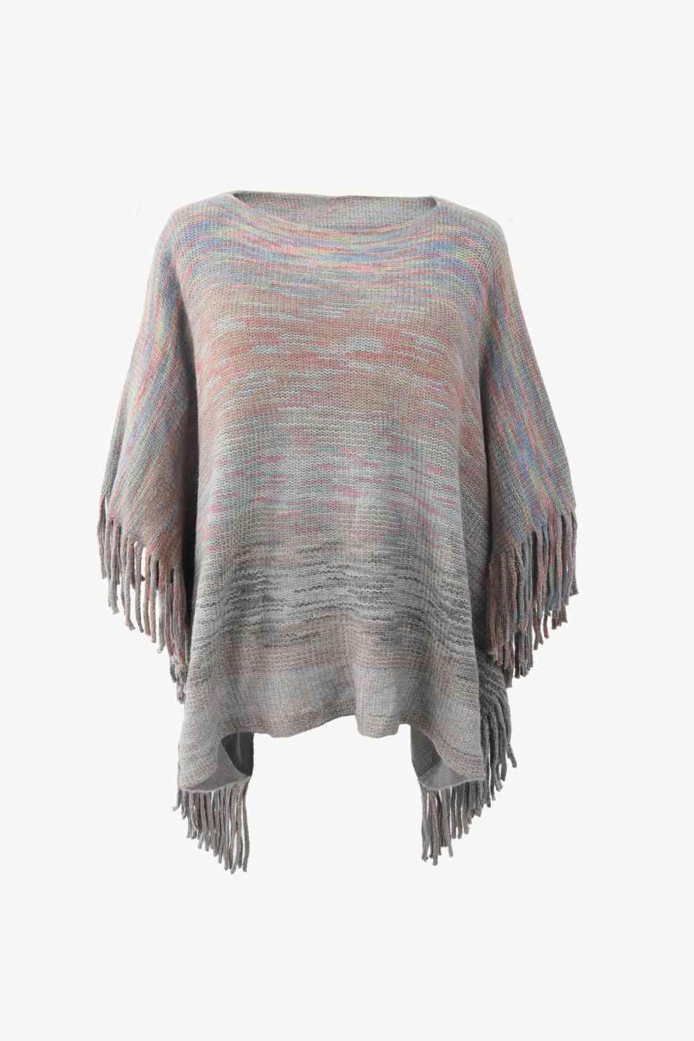 Cozy Boho Crew Neck Fringe Poncho - MXSTUDIO.COM