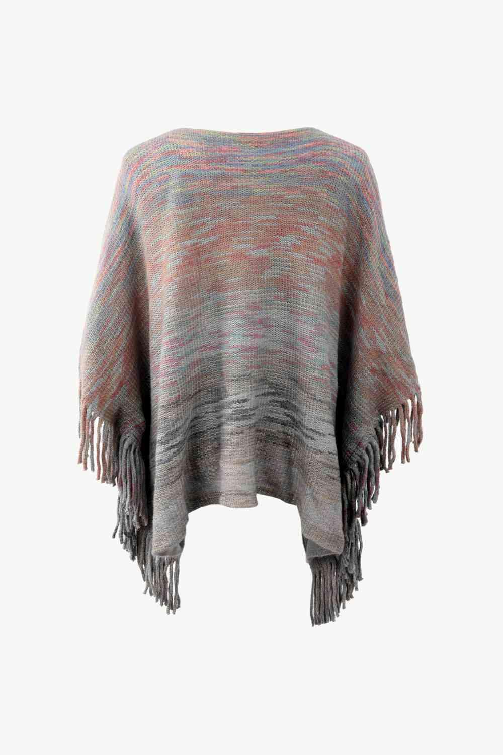 Cozy Boho Crew Neck Fringe Poncho - MXSTUDIO.COM