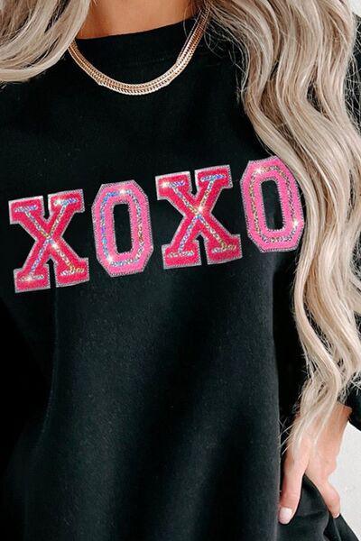 Cozy Chic Crew Neck Xoxo Sweatshirt-MXSTUDIO.COM