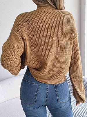 Cozy Choice Cable Knit Crew Neck Sweater-MXSTUDIO.COM