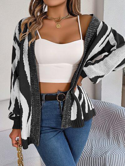 Cozy Cover Open Front Zebra Print Cardigan-MXSTUDIO.COM