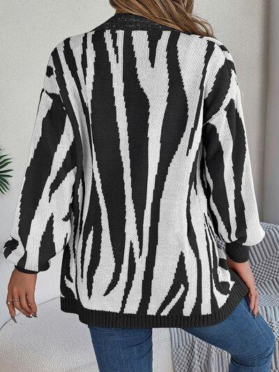 Cozy Cover Open Front Zebra Print Cardigan-MXSTUDIO.COM