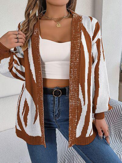 Cozy Cover Open Front Zebra Print Cardigan-MXSTUDIO.COM