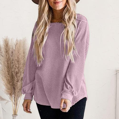 Cozy Day Boat Neck Lantern Sleeve Sweater-MXSTUDIO.COM