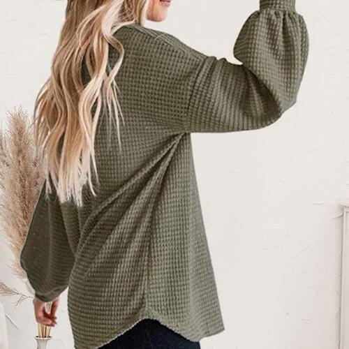 Cozy Day Boat Neck Lantern Sleeve Sweater-MXSTUDIO.COM