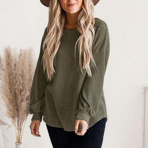 Cozy Day Boat Neck Lantern Sleeve Sweater-MXSTUDIO.COM