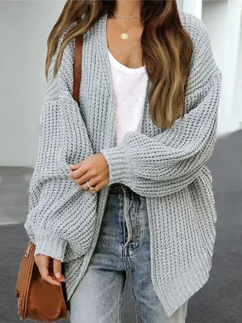 Cozy Defense Knitted Lantern Sleeve Cardigan-MXSTUDIO.COM