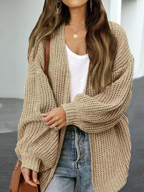 Cozy Defense Knitted Lantern Sleeve Cardigan-MXSTUDIO.COM