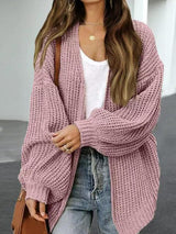 Cozy Defense Knitted Lantern Sleeve Cardigan-MXSTUDIO.COM