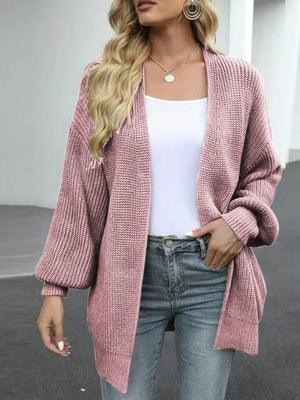 Cozy Defense Knitted Lantern Sleeve Cardigan-MXSTUDIO.COM