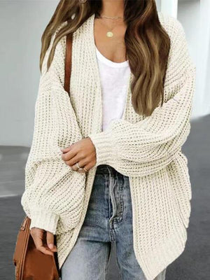 Cozy Defense Knitted Lantern Sleeve Cardigan-MXSTUDIO.COM