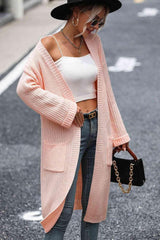 Cozy Elegance Knitted Open Front Longline Cardigan-MXSTUDIO.COM