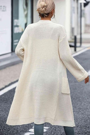 Cozy Elegance Knitted Open Front Longline Cardigan-MXSTUDIO.COM