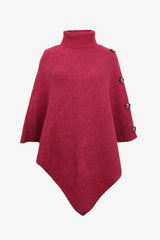 Cozy Fashionista Buttoned Turtle Neck Poncho - MXSTUDIO.COM