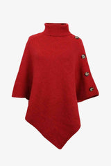 Cozy Fashionista Buttoned Turtle Neck Poncho - MXSTUDIO.COM