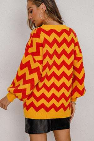 Cozy Fashionista Oversized Chevron Sweater - MXSTUDIO.COM