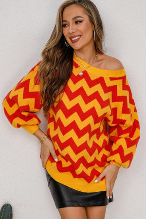 Cozy Fashionista Oversized Chevron Sweater - MXSTUDIO.COM