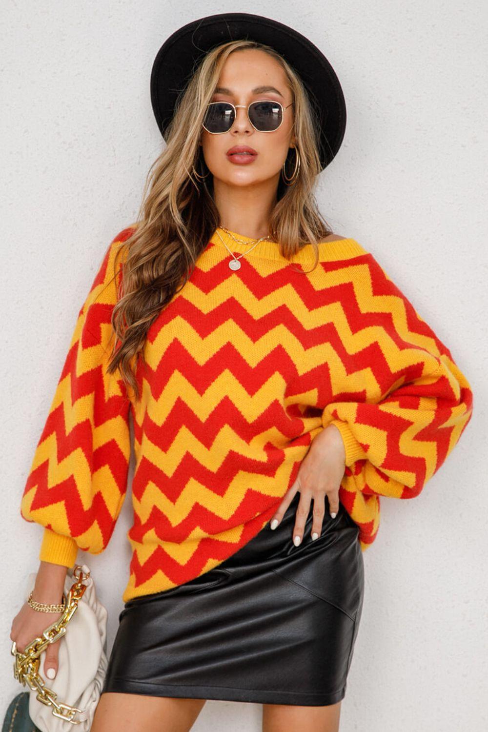 Cozy Fashionista Oversized Chevron Sweater - MXSTUDIO.COM