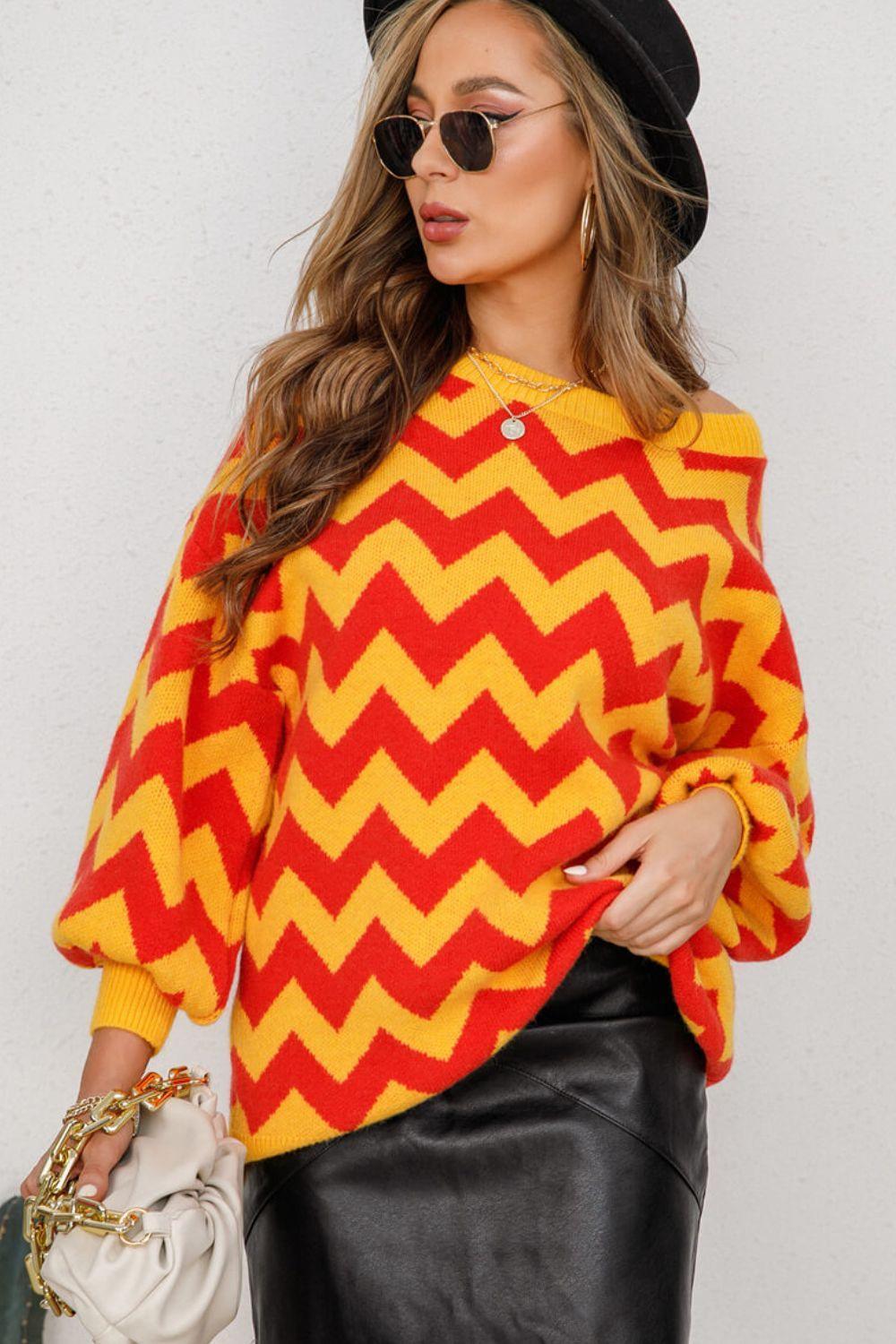 Cozy Fashionista Oversized Chevron Sweater - MXSTUDIO.COM