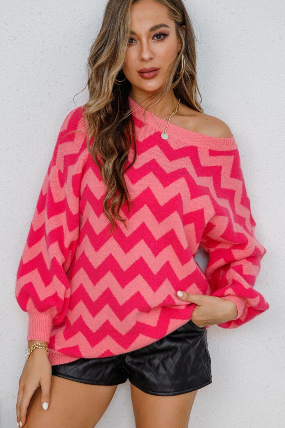 Cozy Fashionista Oversized Chevron Sweater - MXSTUDIO.COM