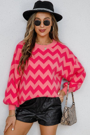 Cozy Fashionista Oversized Chevron Sweater - MXSTUDIO.COM