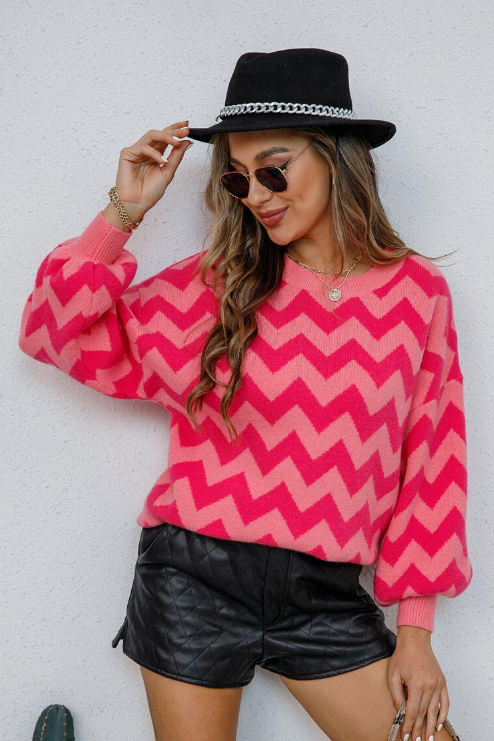 Cozy Fashionista Oversized Chevron Sweater - MXSTUDIO.COM