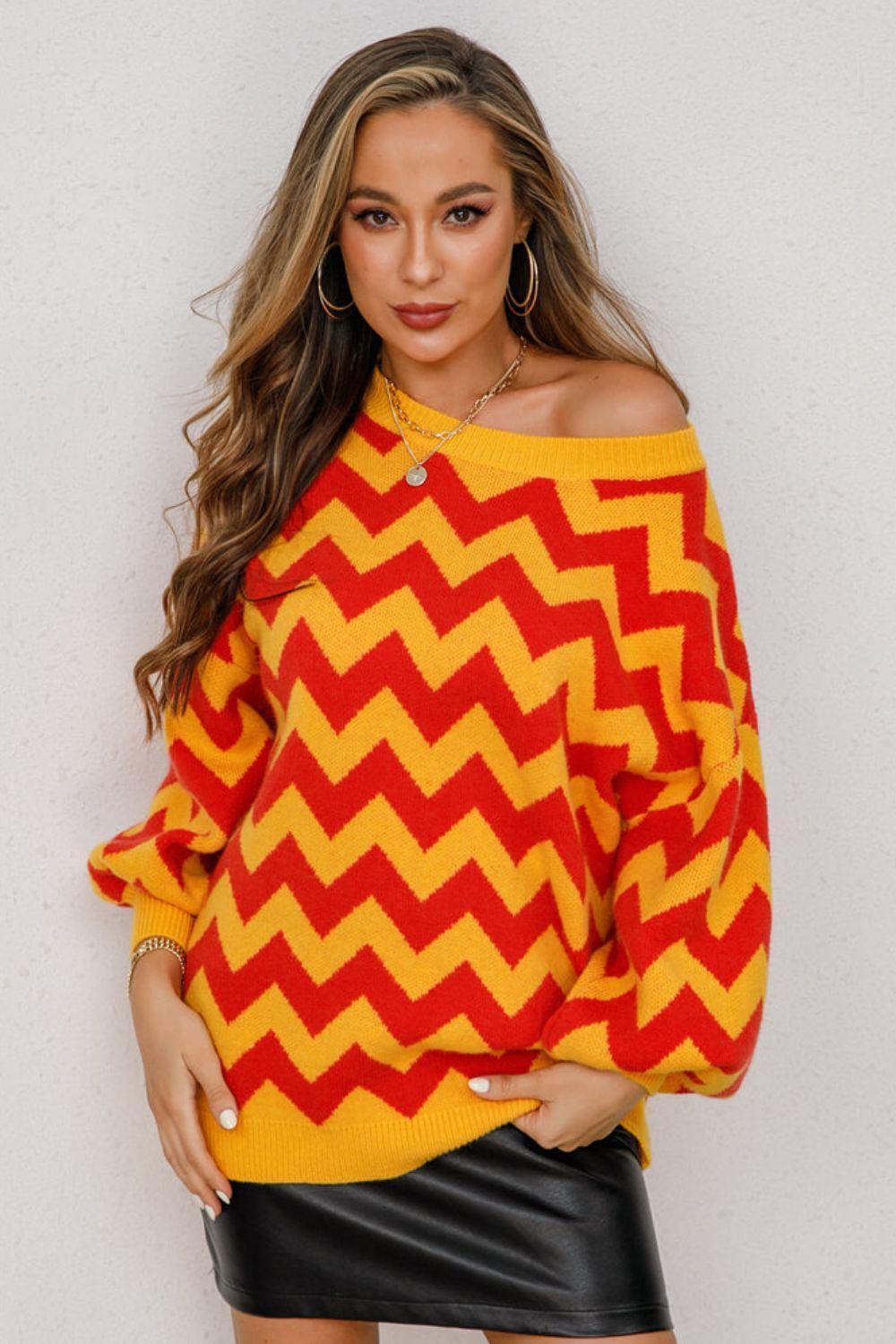 Cozy Fashionista Oversized Chevron Sweater - MXSTUDIO.COM