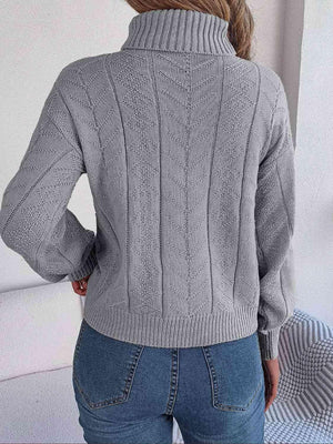 Cozy Favorite Cable Knit Turtleneck Sweater-MXSTUDIO.COM