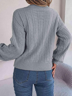 Cozy In Style Collared Knit Sweater-MXSTUDIO.COM